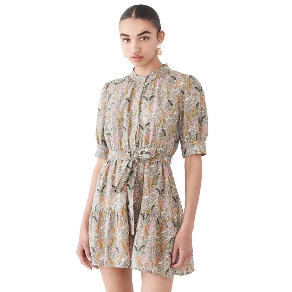 ba&sh || Jasmine Belted Botanical Shirt Dress 0 XS - Picture 1 of 10
